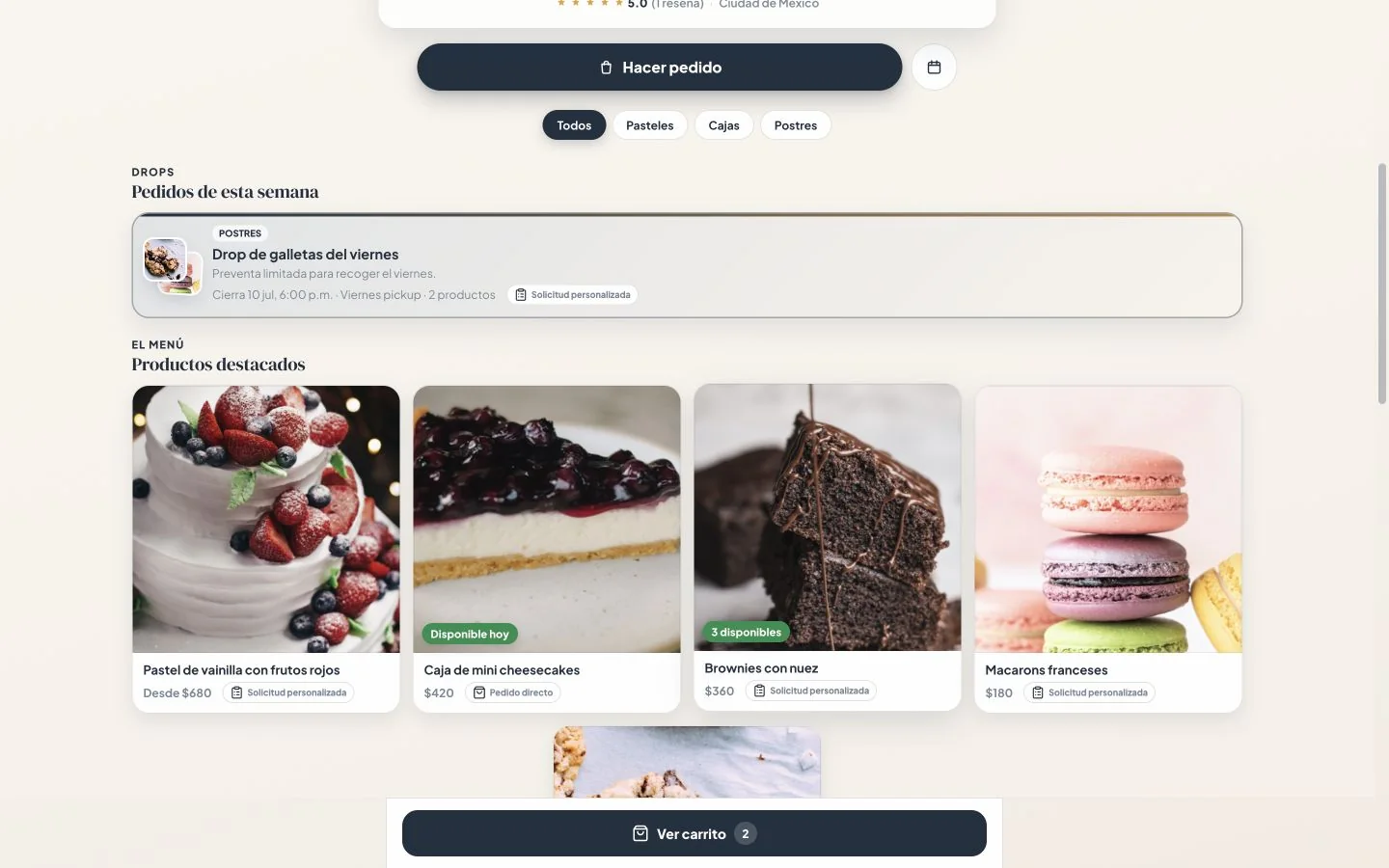 Tienda Confita con productos de Pedido directo y Solicitud personalizada